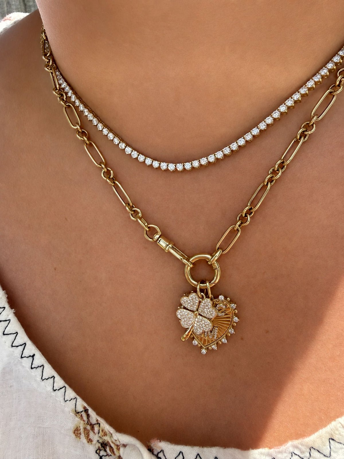 Four Leaf Clover Diamond Charm 14K