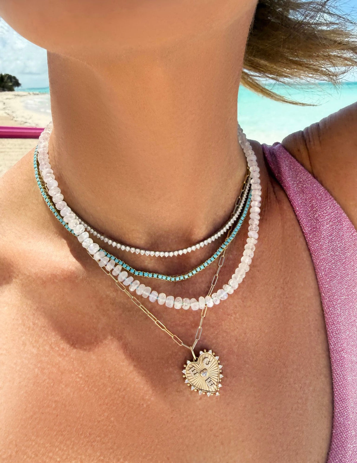 Moonstone Rainbow Silk Necklace