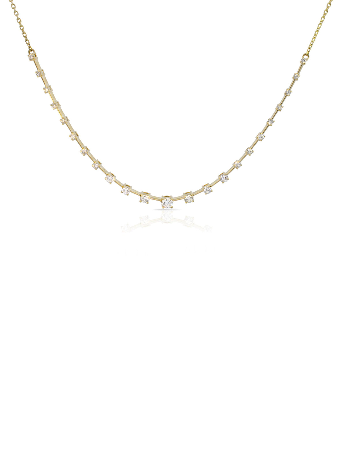 Georgia Graduated Diamond Bar Necklace 14K