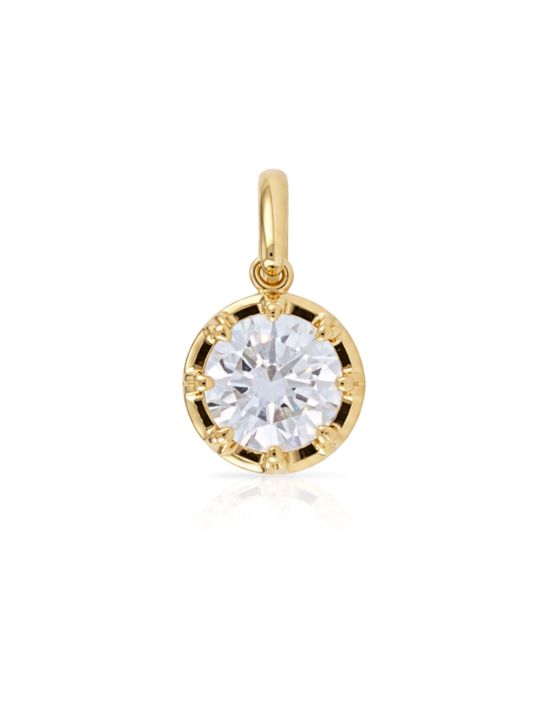 Georgian Set Round Lab Diamond Charm 14K