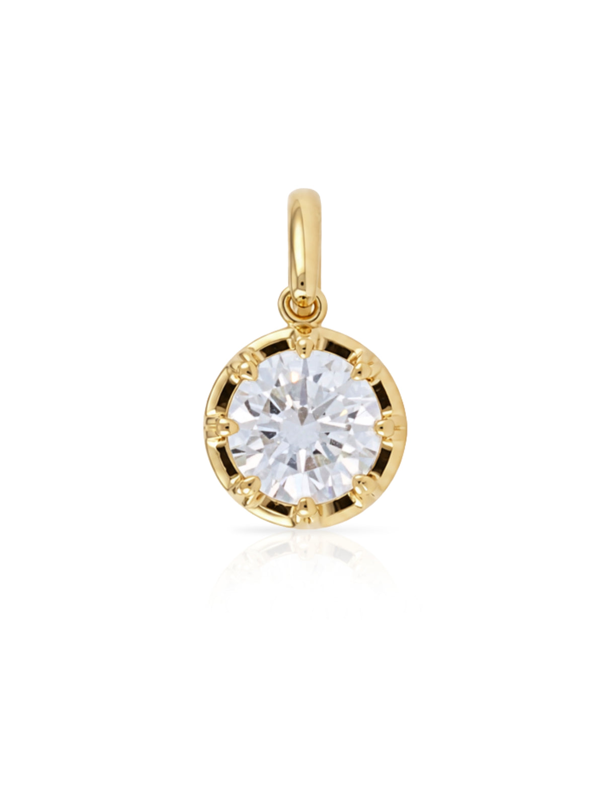 Georgian Set Round Lab Diamond Charm 14K