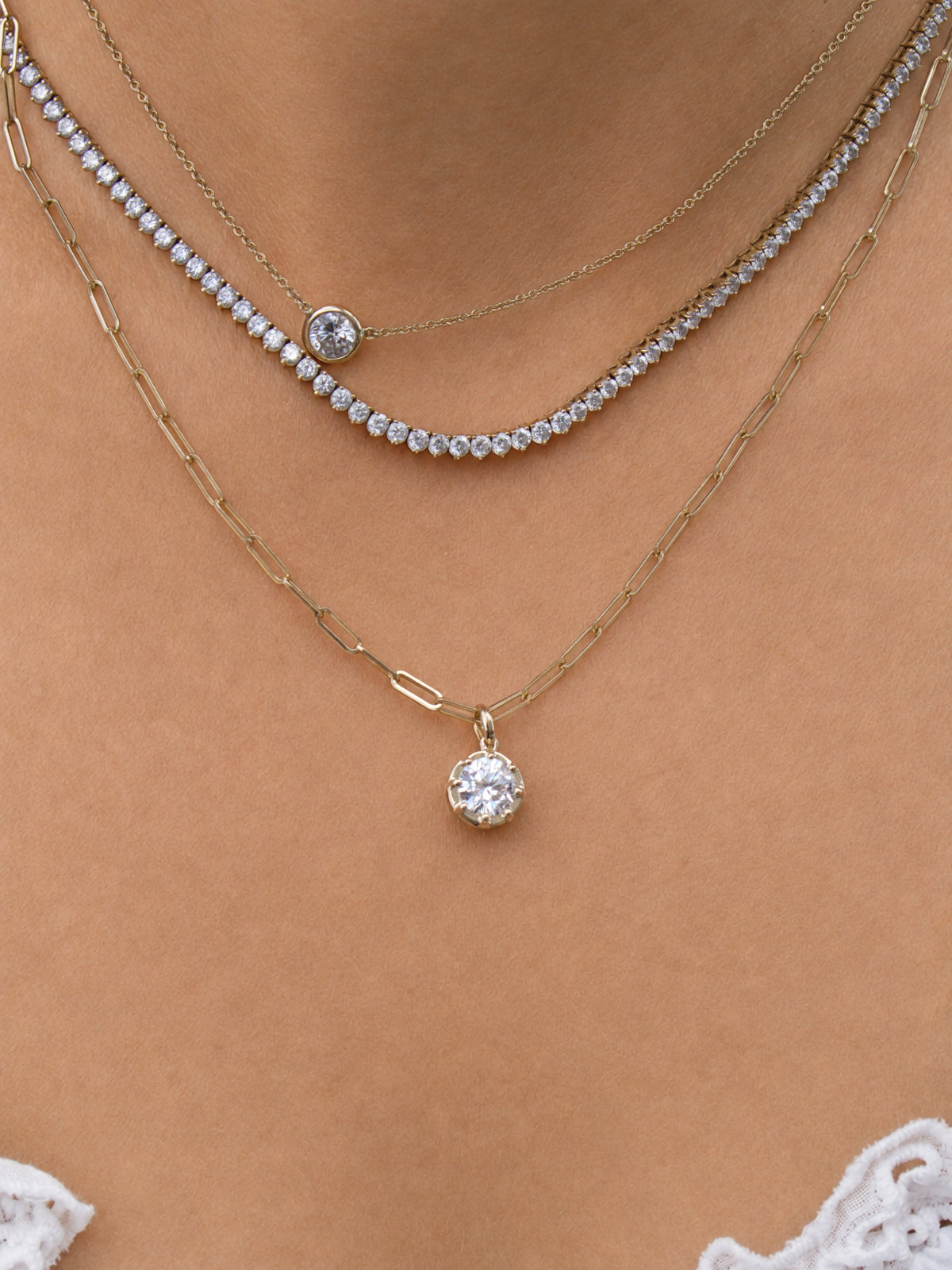Georgian Set Round Lab Diamond Charm 14K