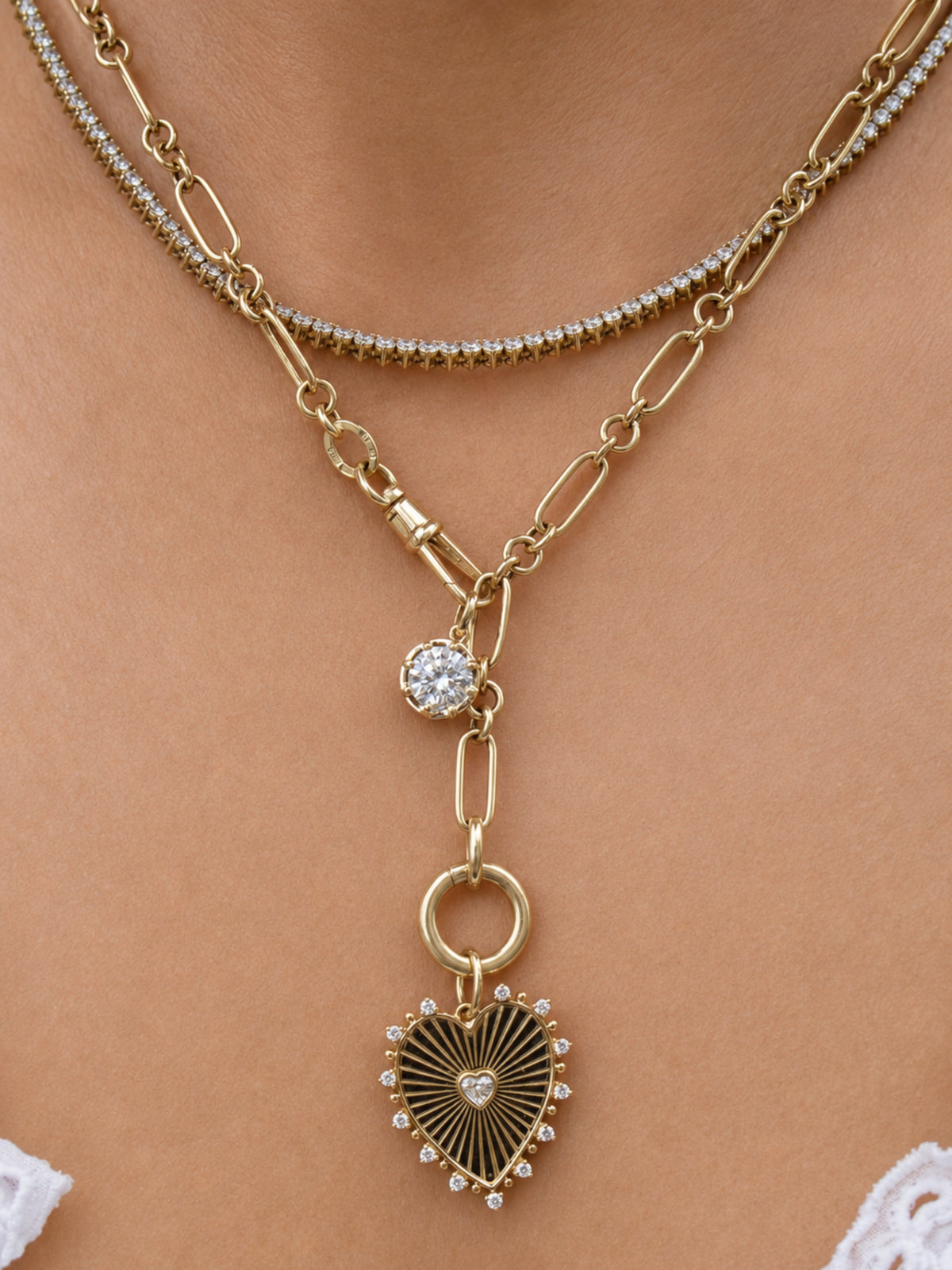 Georgian Set Round Lab Diamond Charm 14K