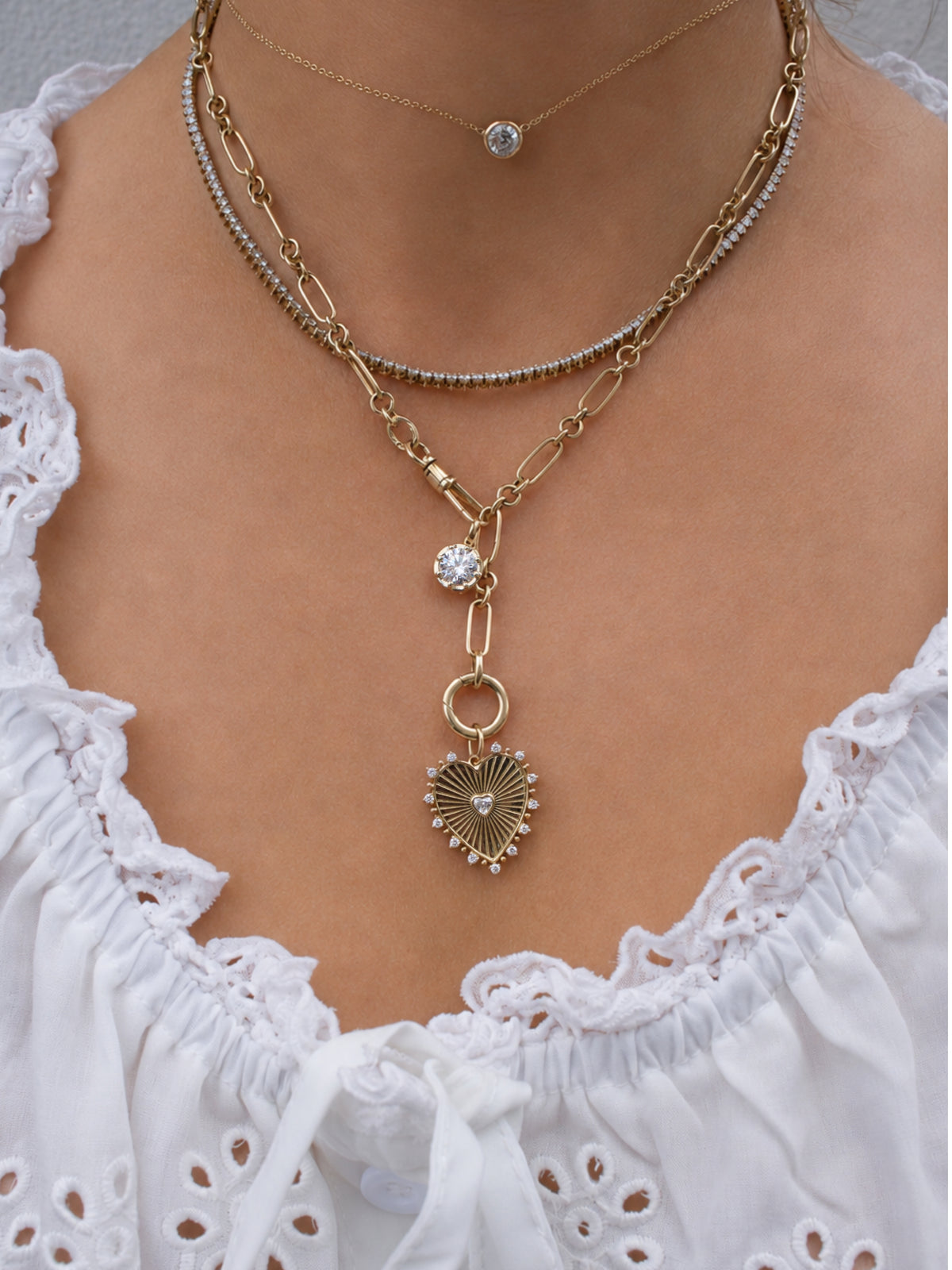 Georgian Set Round Lab Diamond Charm 14K