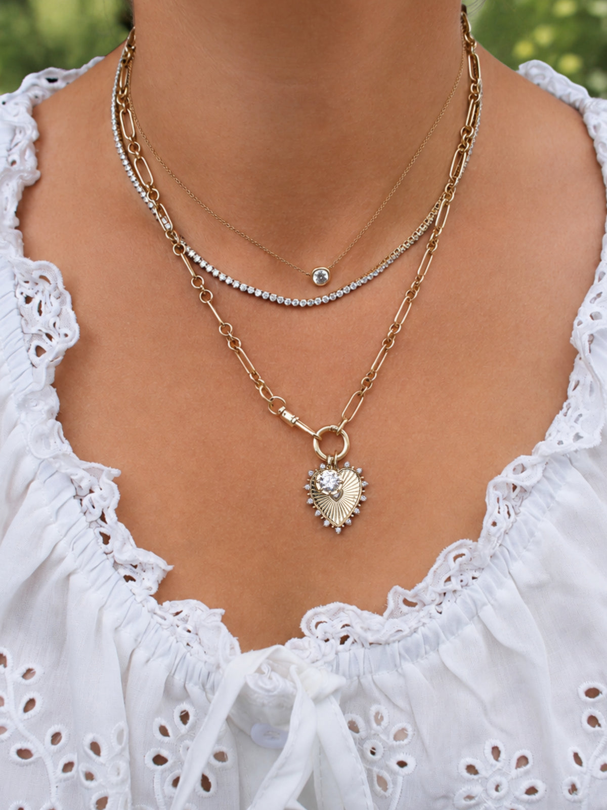 Georgian Set Round Lab Diamond Charm 14K