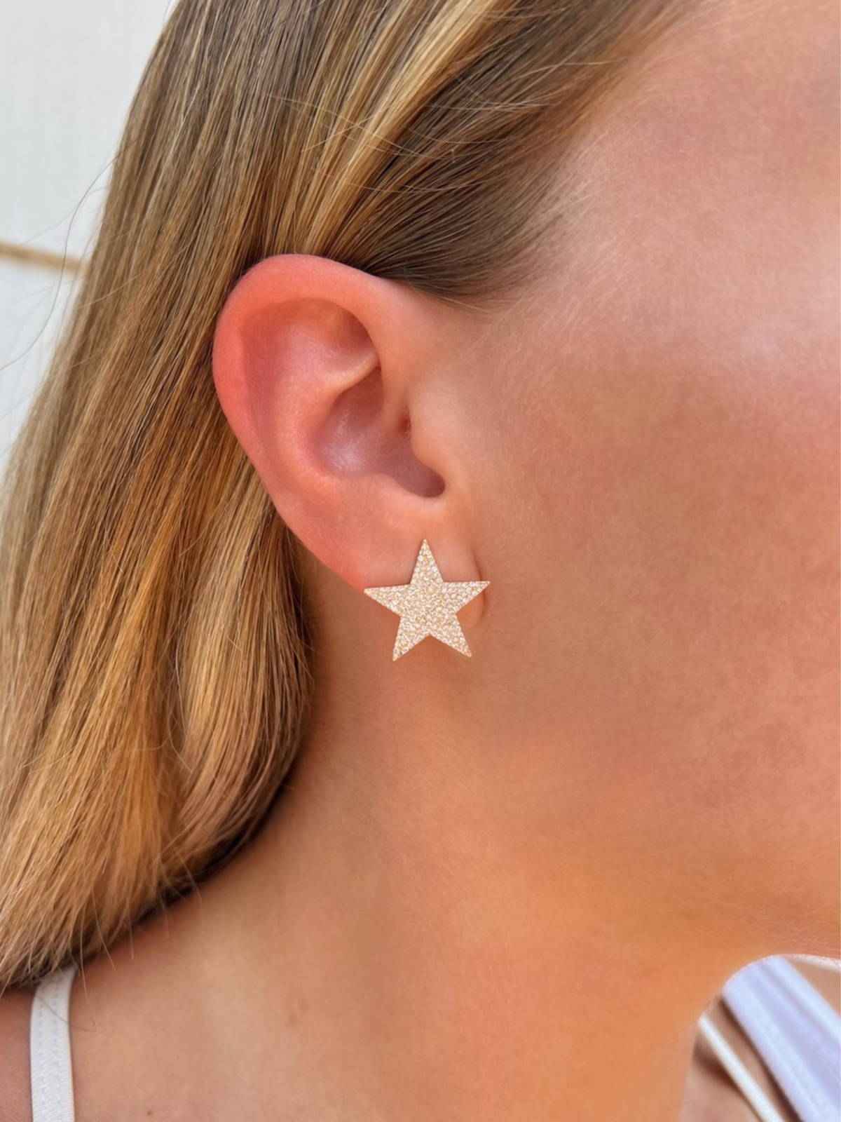 Mick Pave Diamond Star Earrings 14K