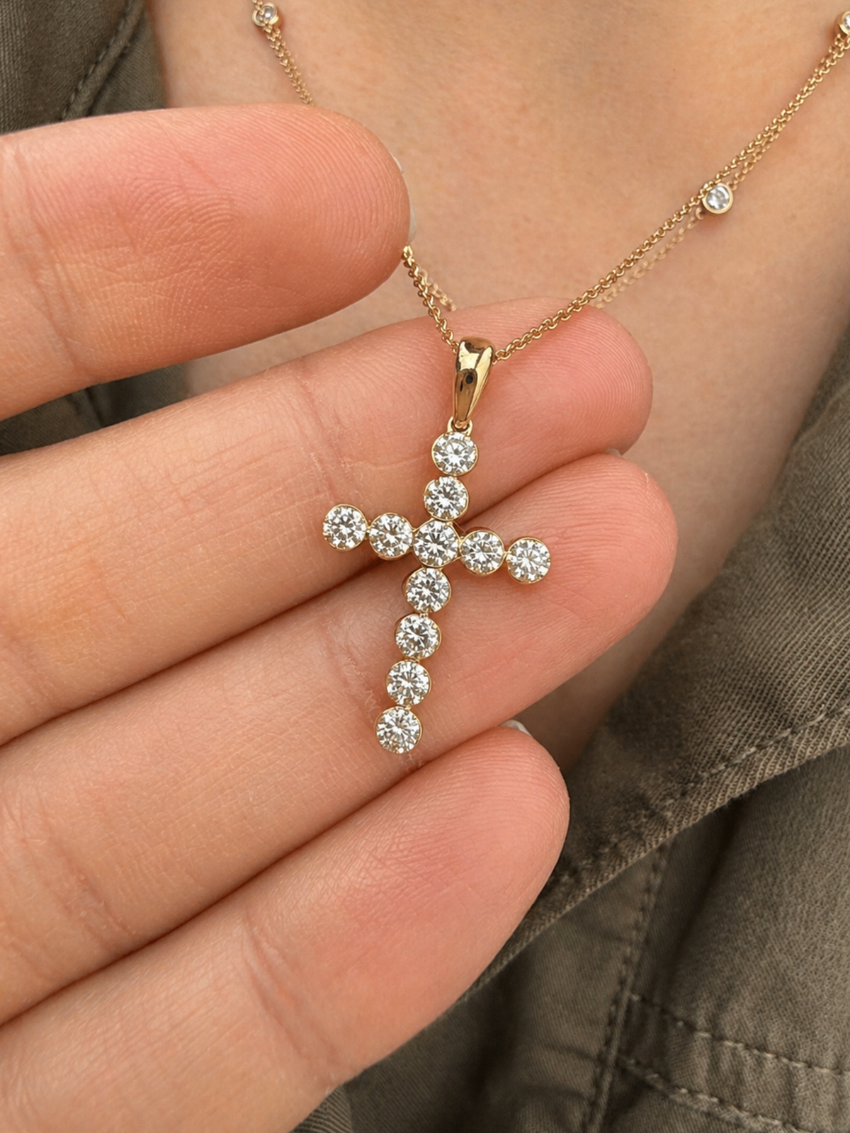 Grace Diamond Cross Necklace 14K