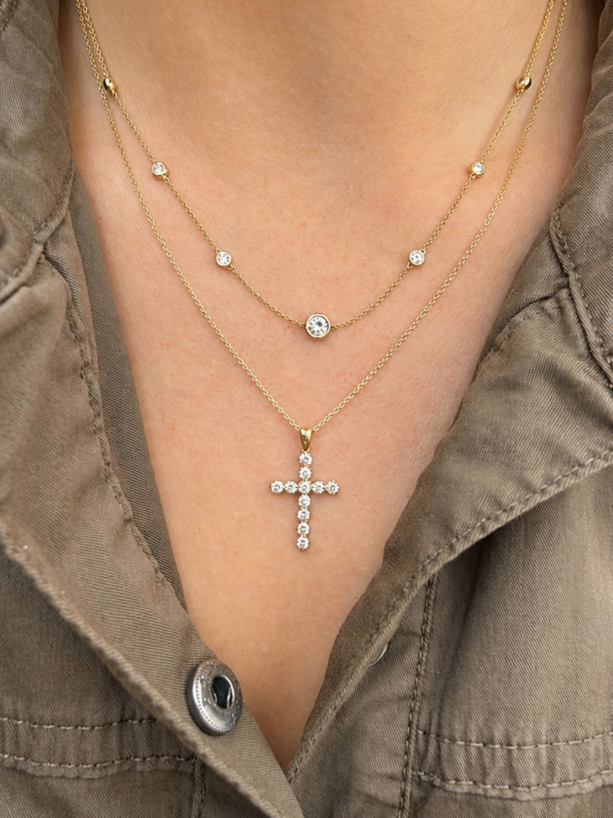 Grace Diamond Cross Necklace 14K
