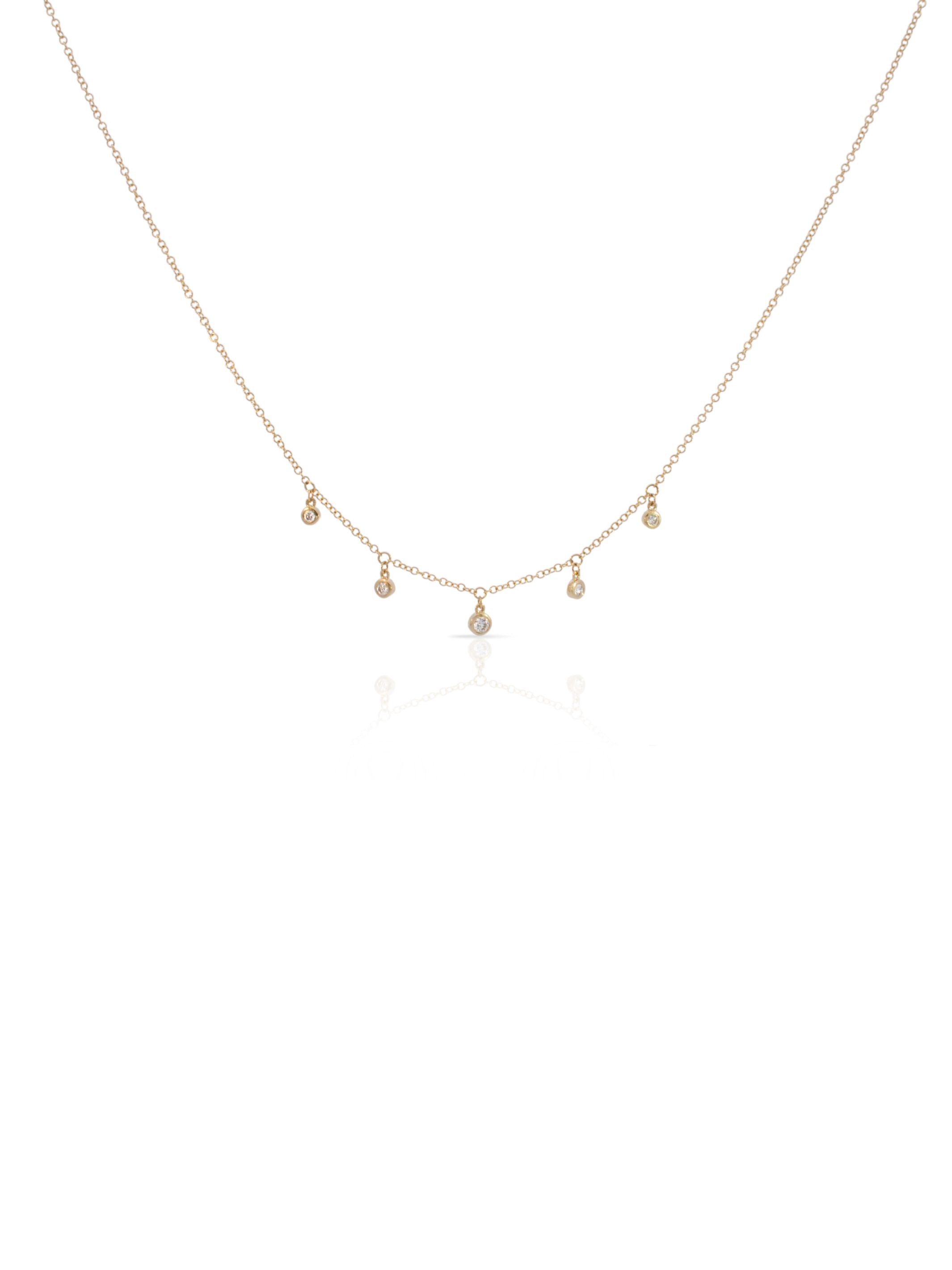 Gwen Graduated Bezel Diamond Necklace 14K