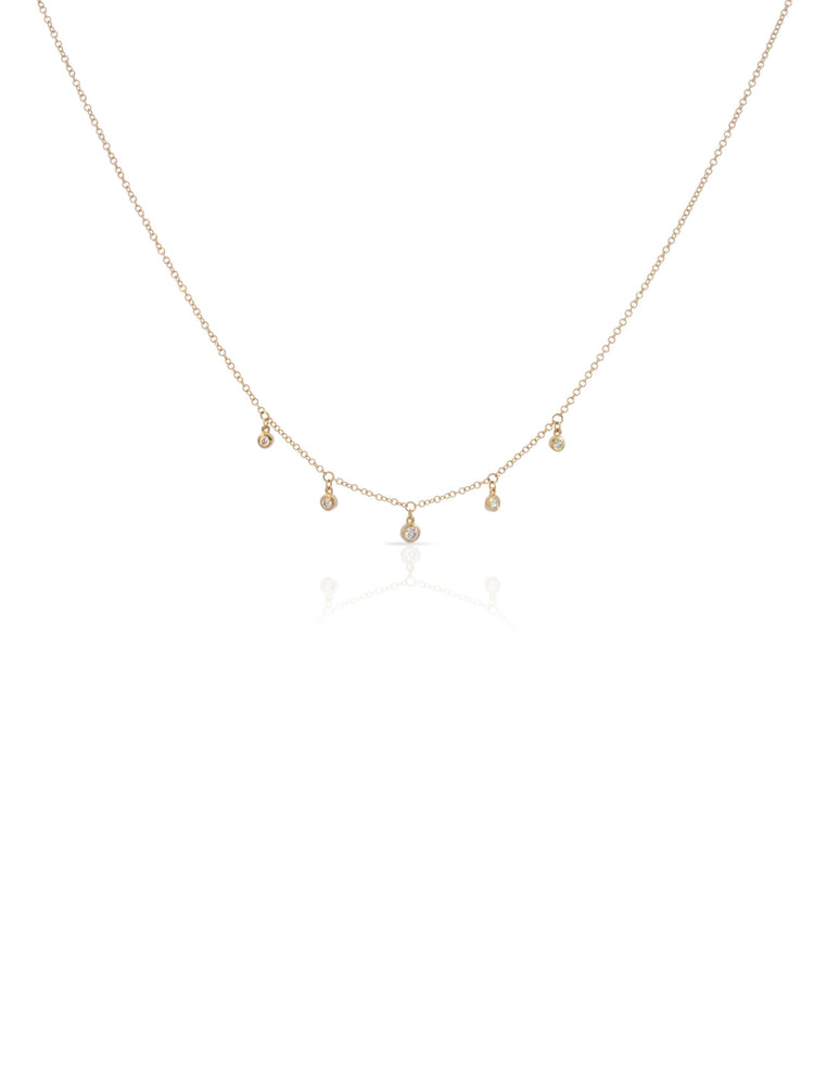 Gwen Graduated Bezel Diamond Necklace 14K