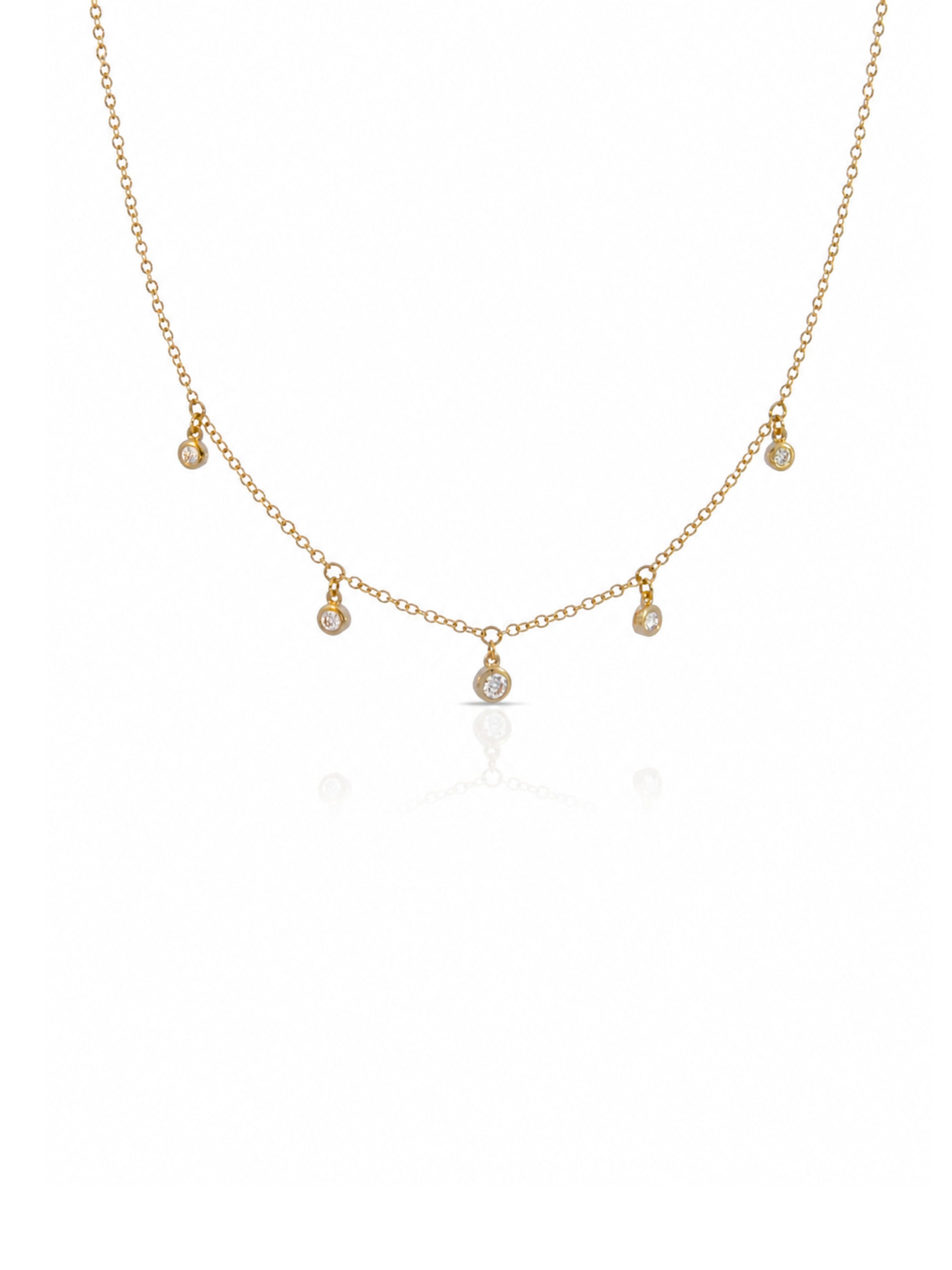 Gwen Graduated Bezel Diamond Necklace 14K