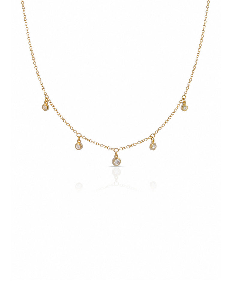 Gwen Graduated Bezel Diamond Necklace 14K