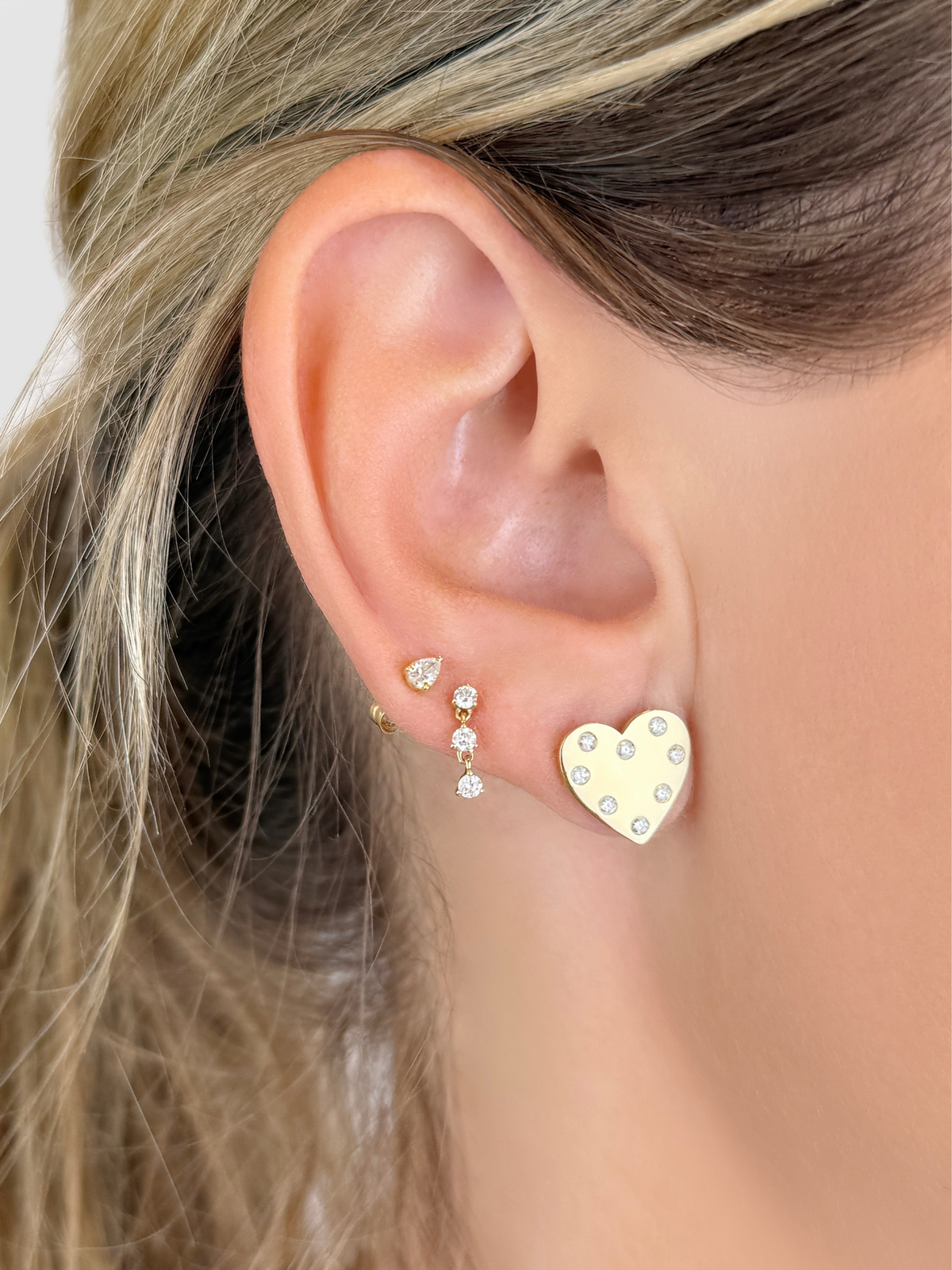 Hadley Heart Diamond Stud Earrings 14K