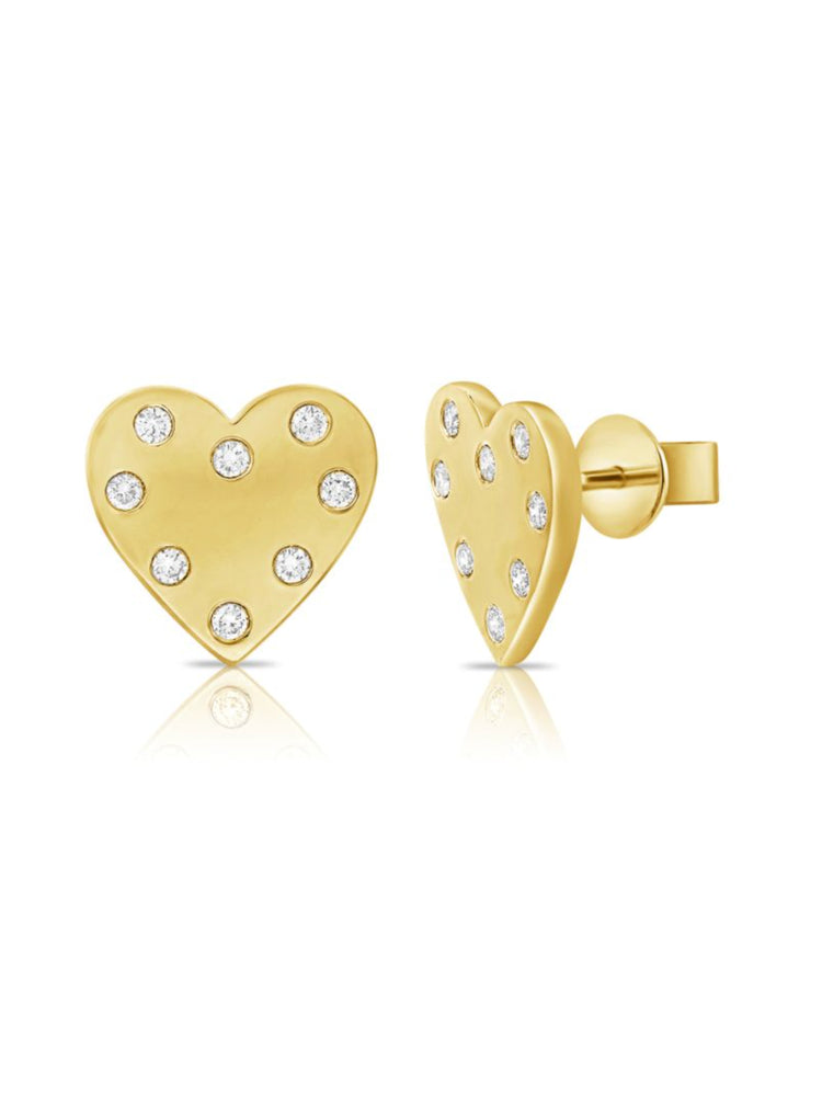 Hadley Heart Diamond Stud Earrings 14K