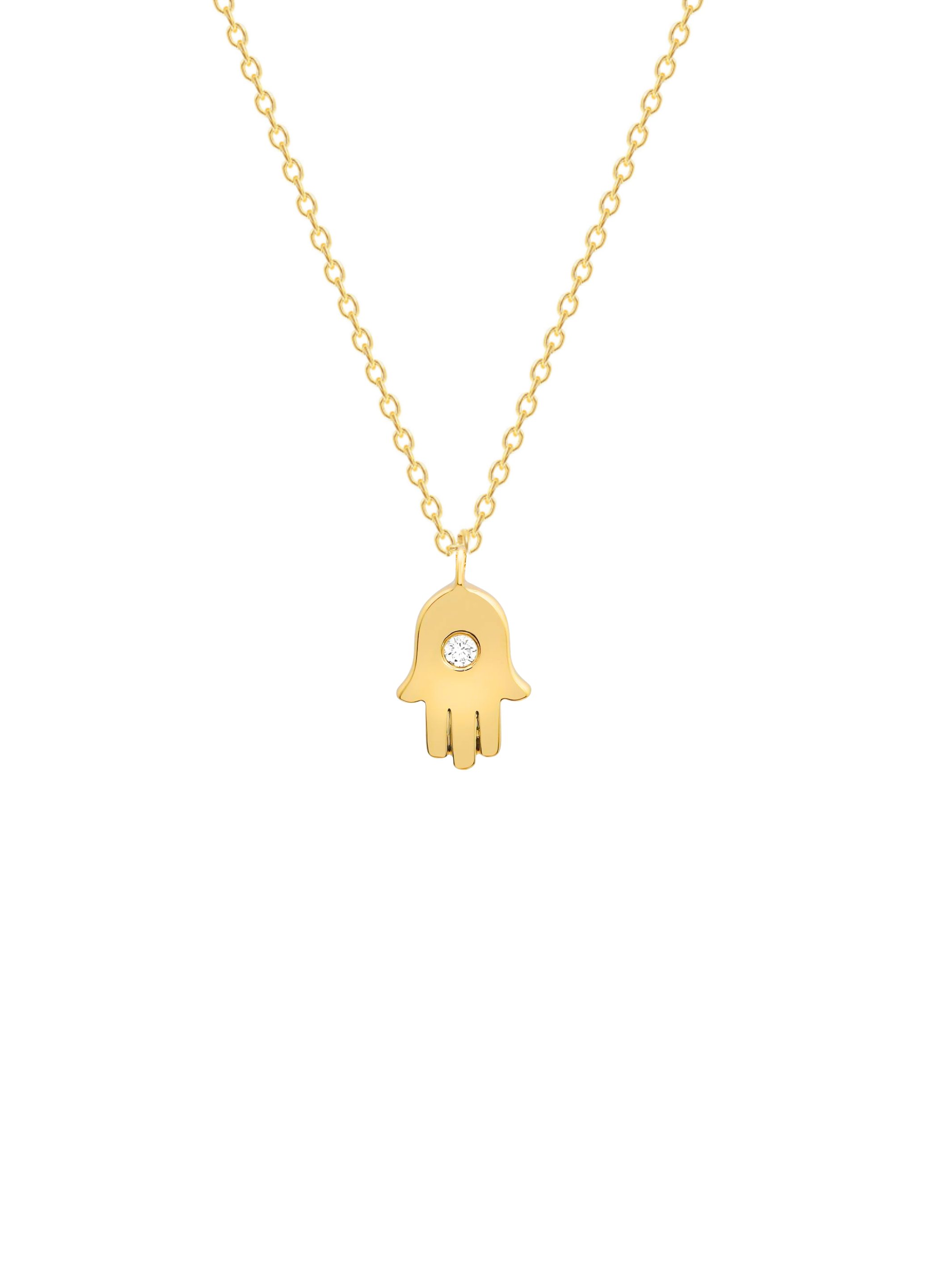 Hamsa Diamond Necklace 14K