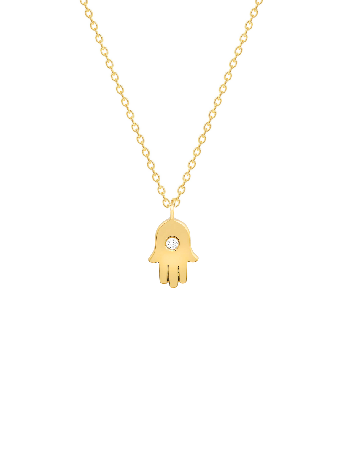 Hamsa Diamond Necklace 14K