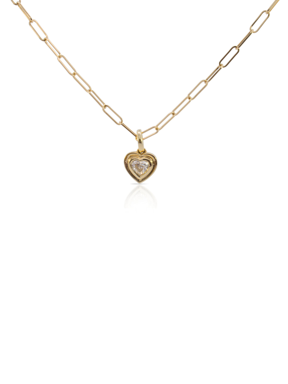 Harmony Heart Diamond Bezel Paperclip Necklace 14K