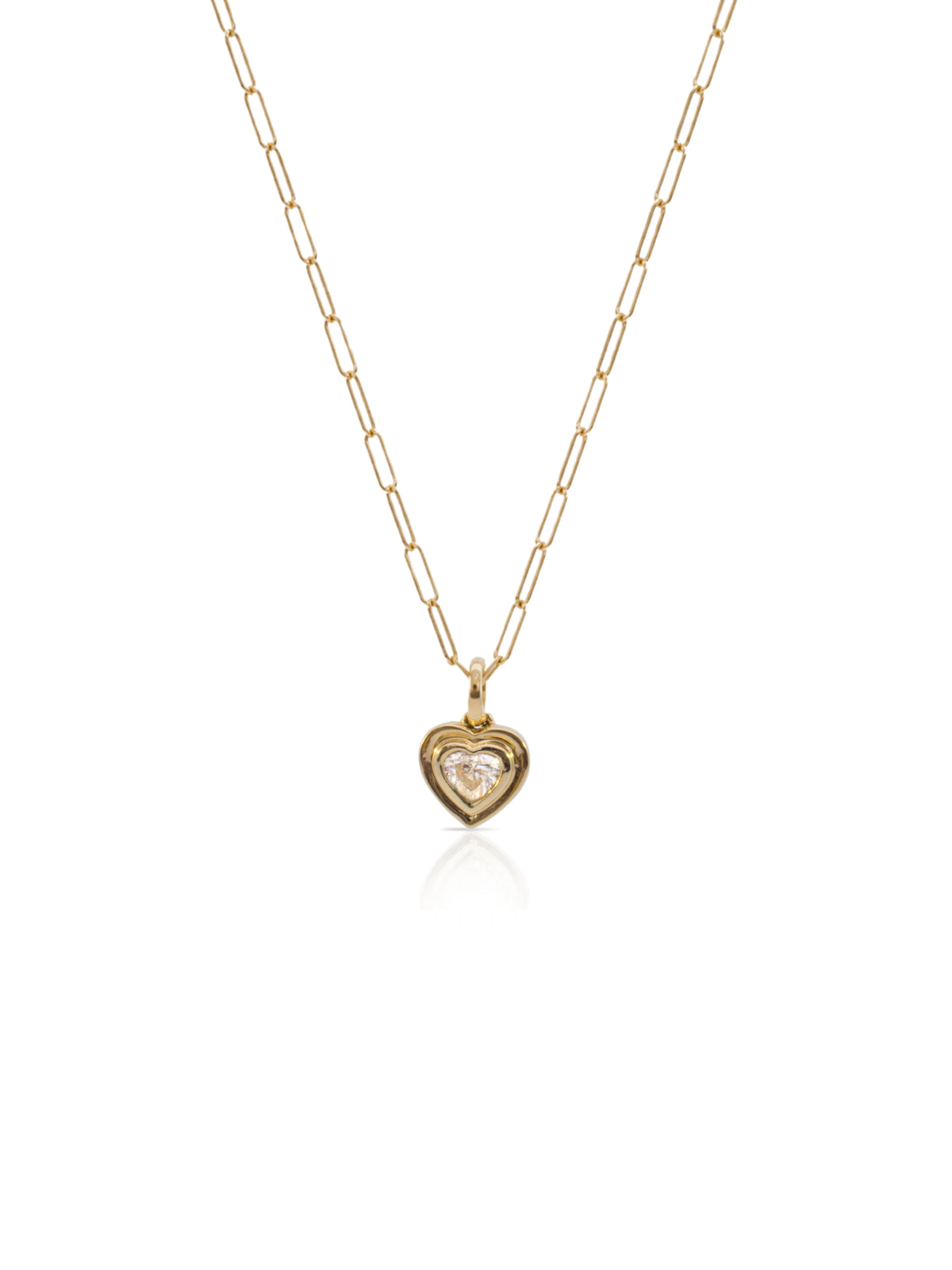 Harmony Heart Diamond Bezel Paperclip Necklace 14K