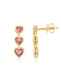 Image of: Harper Heart Pink Sapphire Drop Stud Earrings 14K