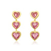 Harper Heart Pink Sapphire Drop Stud Earrings 14K