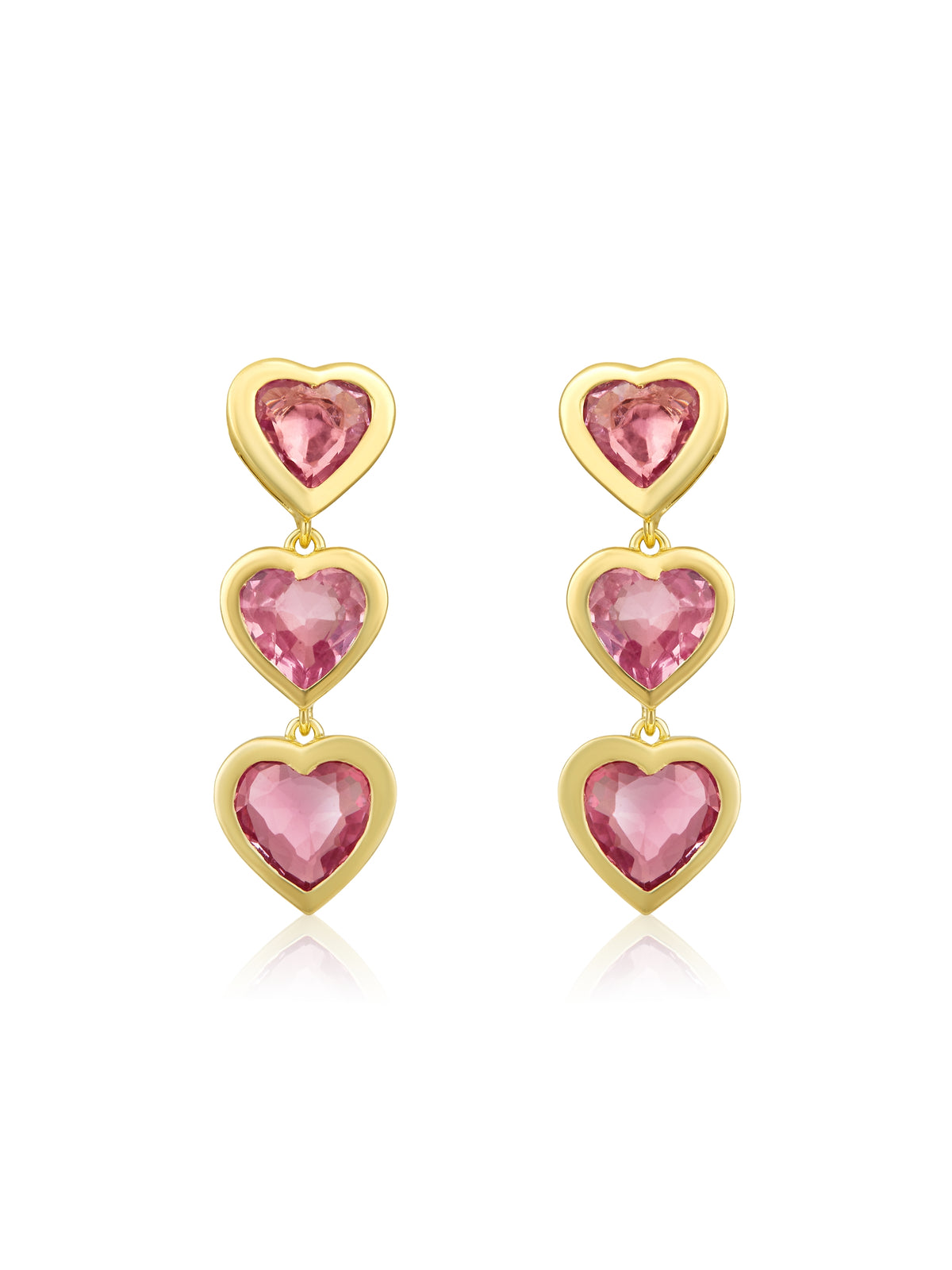 Harper Heart Pink Sapphire Drop Stud Earrings 14K