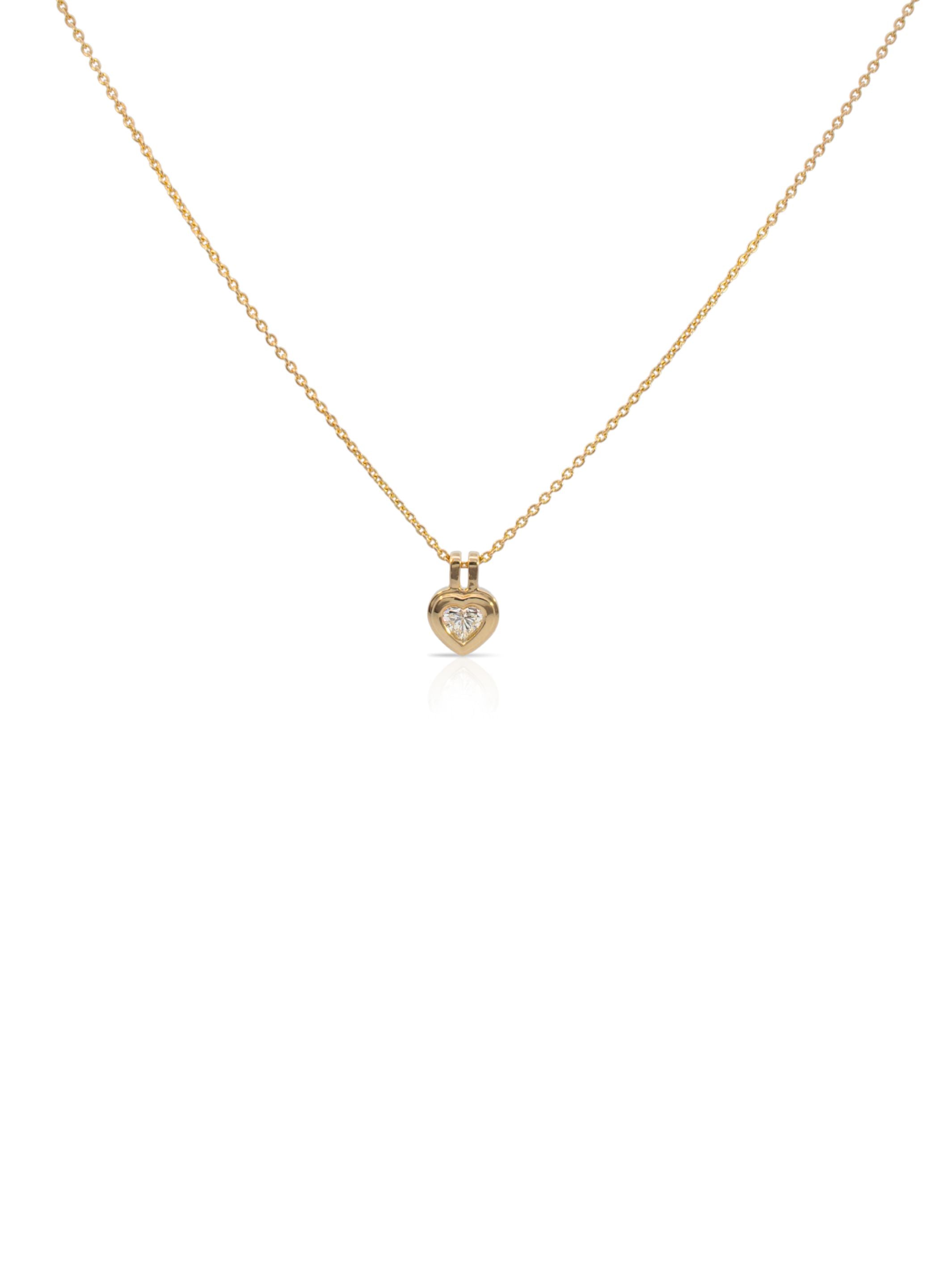 Heart-Cut Diamond Double Bezel Pendant Necklace 14K