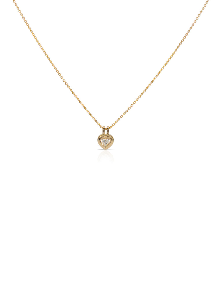 Heart-Cut Diamond Double Bezel Pendant Necklace 14K