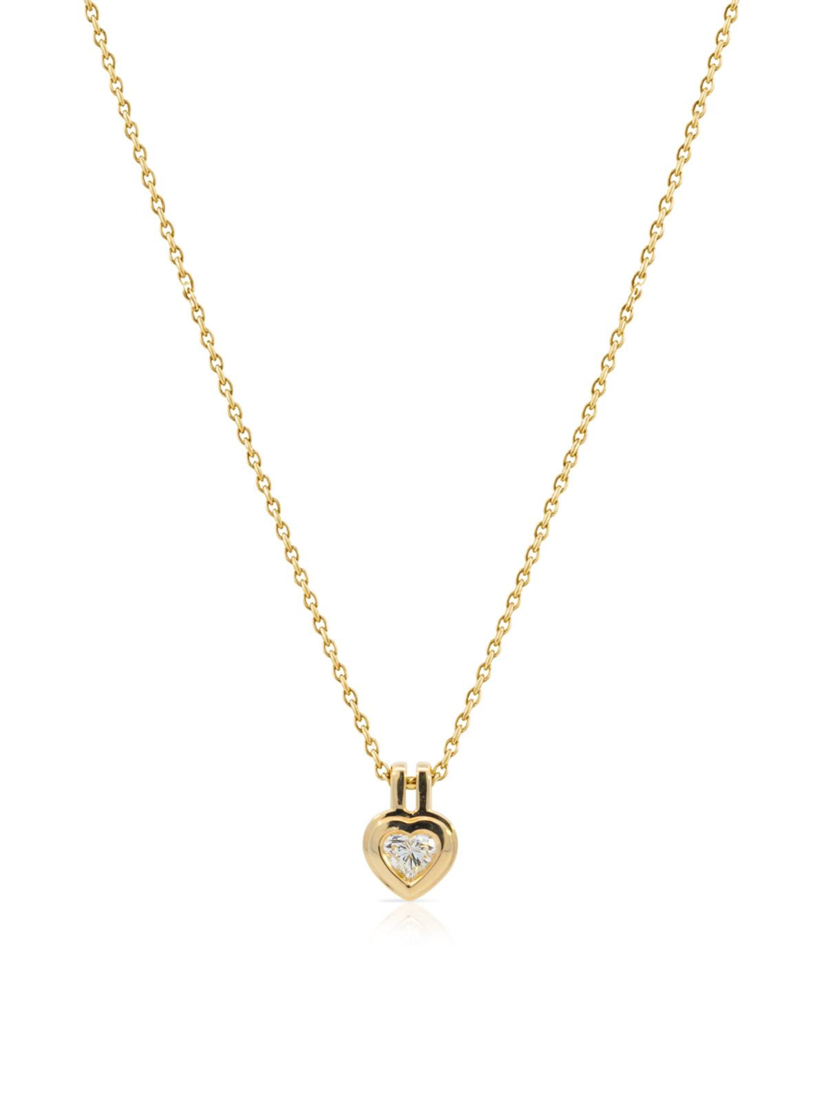 Heart-Cut Diamond Double Bezel Pendant Necklace 14K