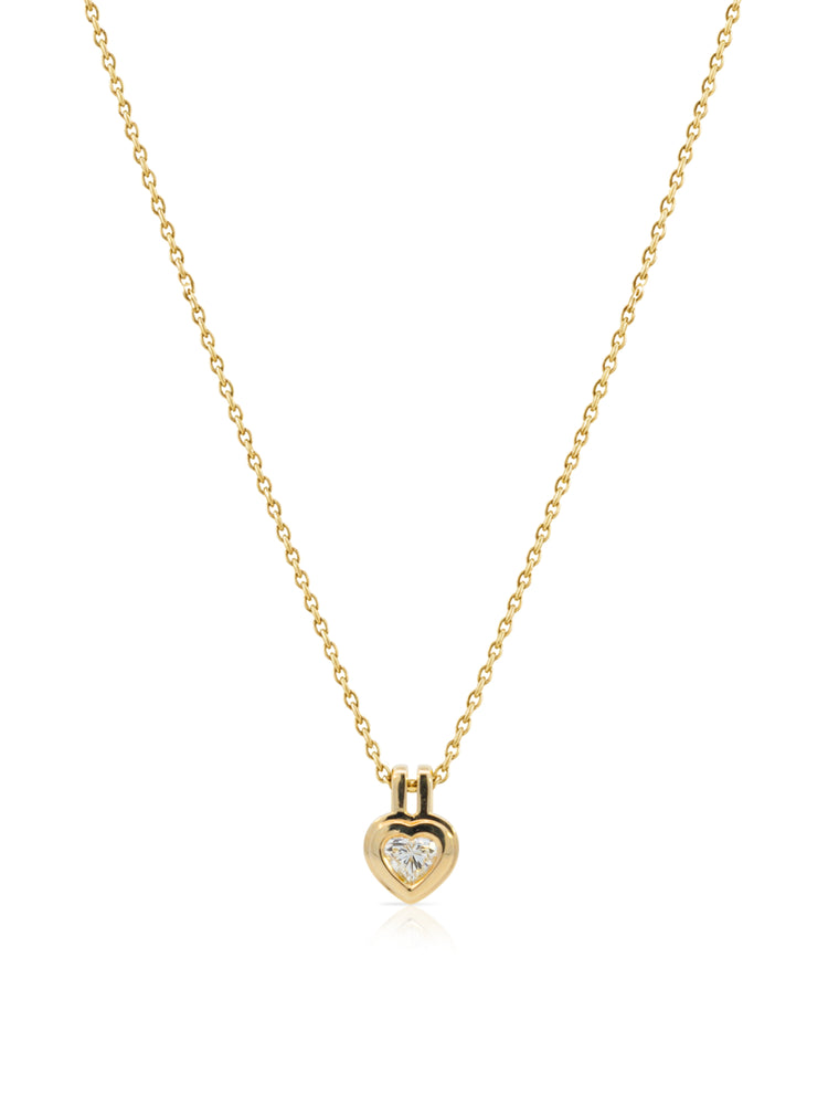 Heart-Cut Diamond Double Bezel Pendant Necklace 14K