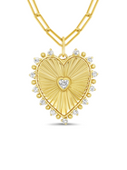 Fluted Heart Pendant Necklace 14K
