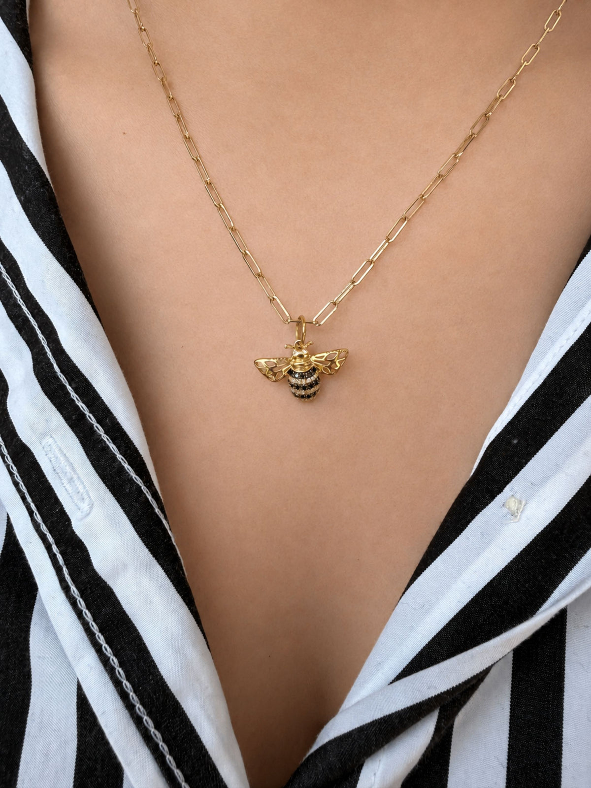 Honey Bee Diamond Charm 14K