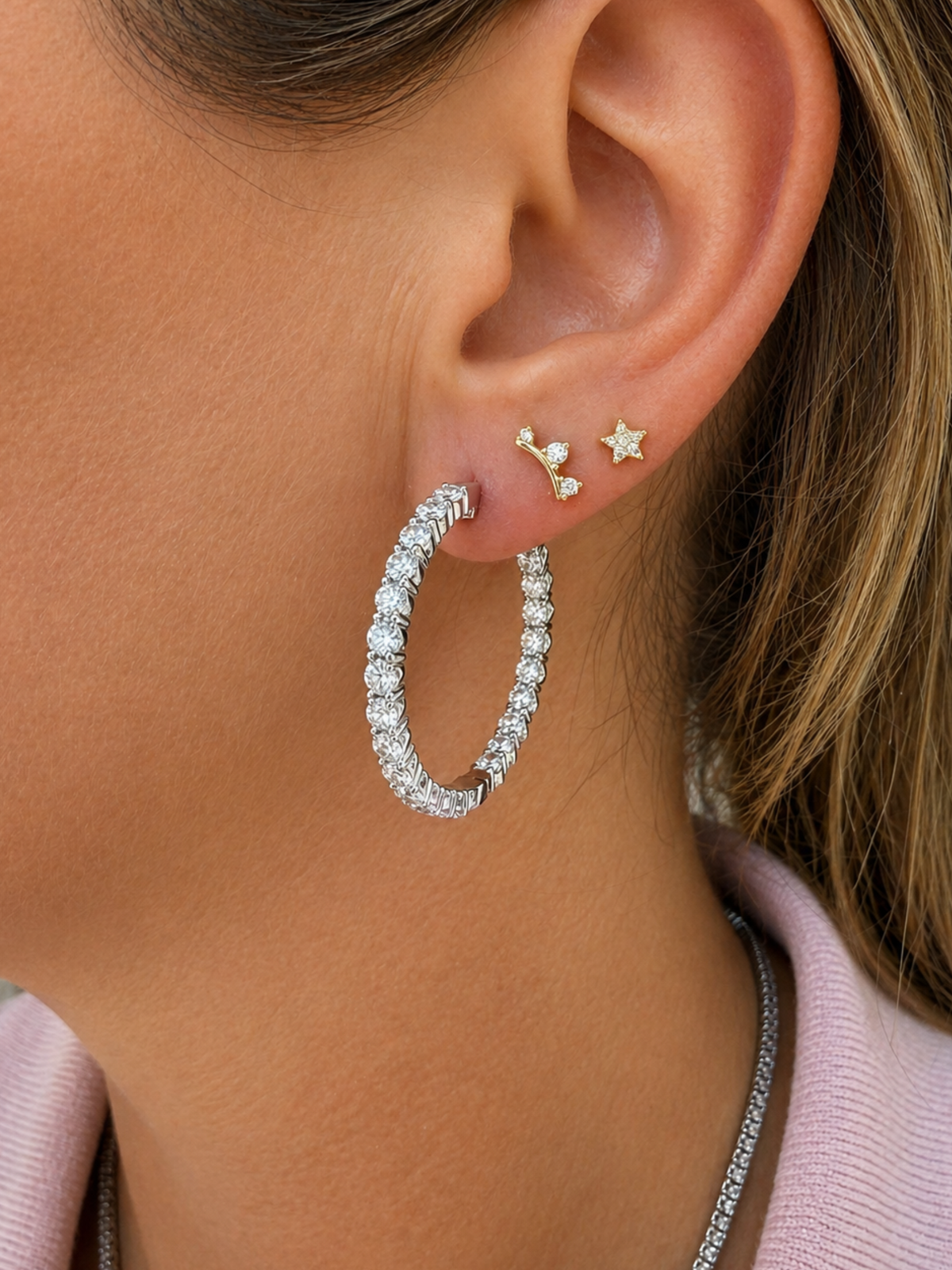 Inside Out Lab Diamond Hoop Earrings 14K