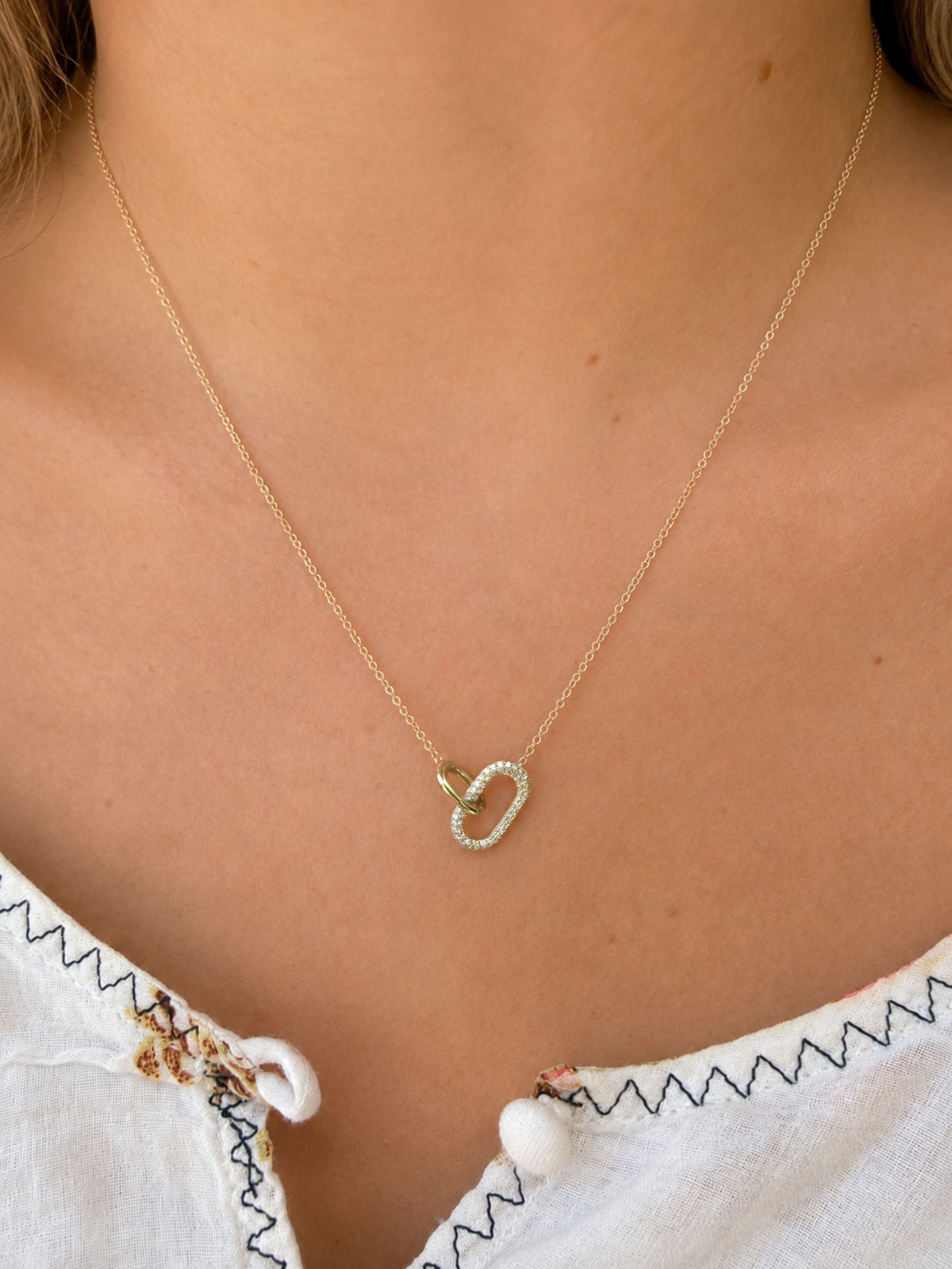Iris Interlocked Diamond Link Necklace 14K