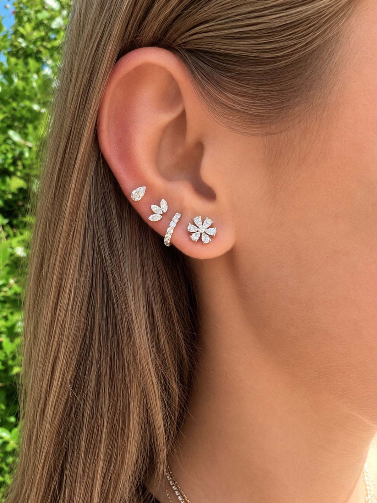 Lotus Lab Diamond Stud Earrings 14K