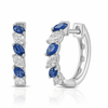 Marquise Diamond Sapphire Huggie Earrings 14K
