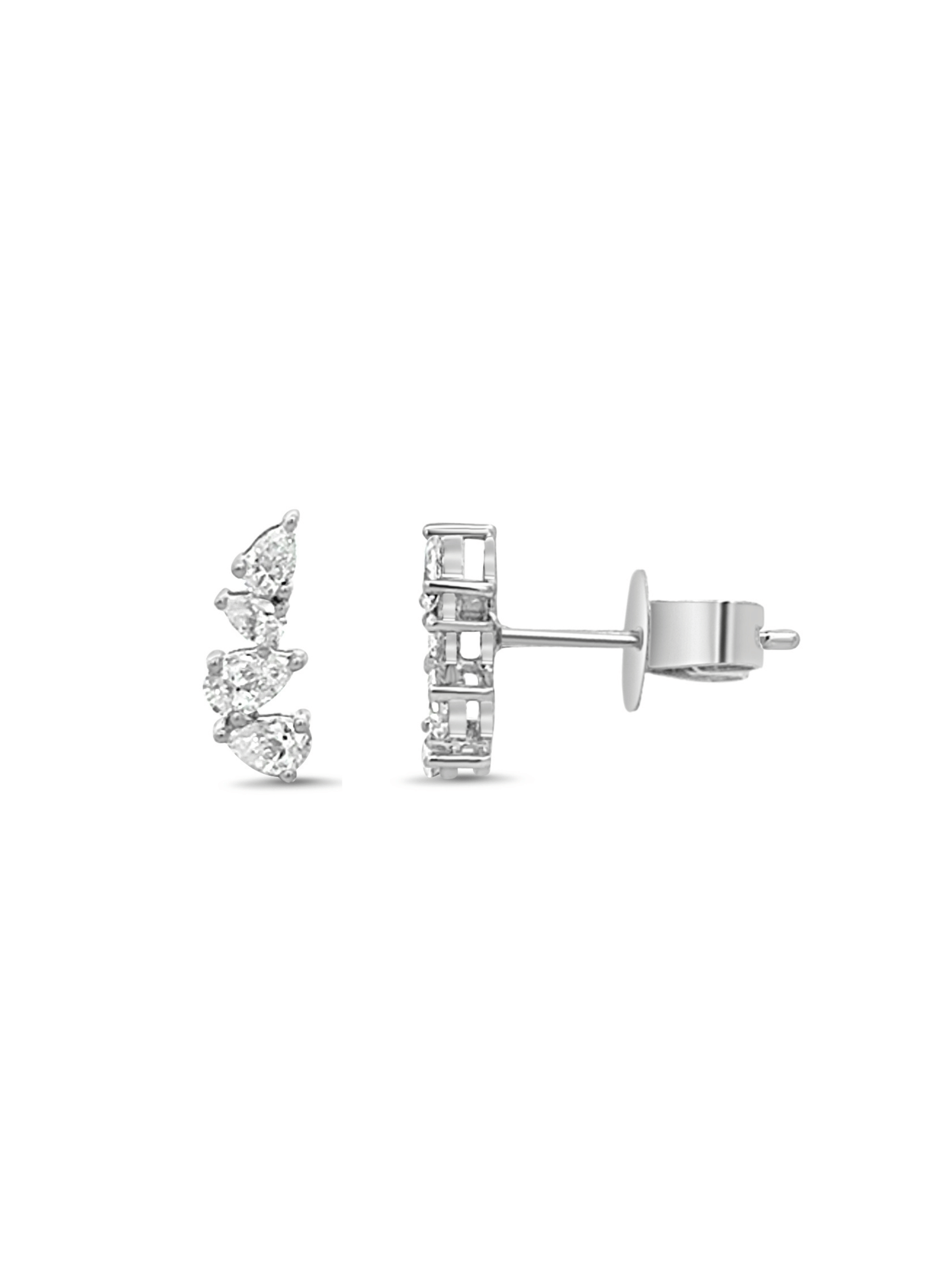 Petite Pear Climber Stud Earrings 18K