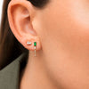 Kenzie Emerald Chain Stud Earrings 14K
