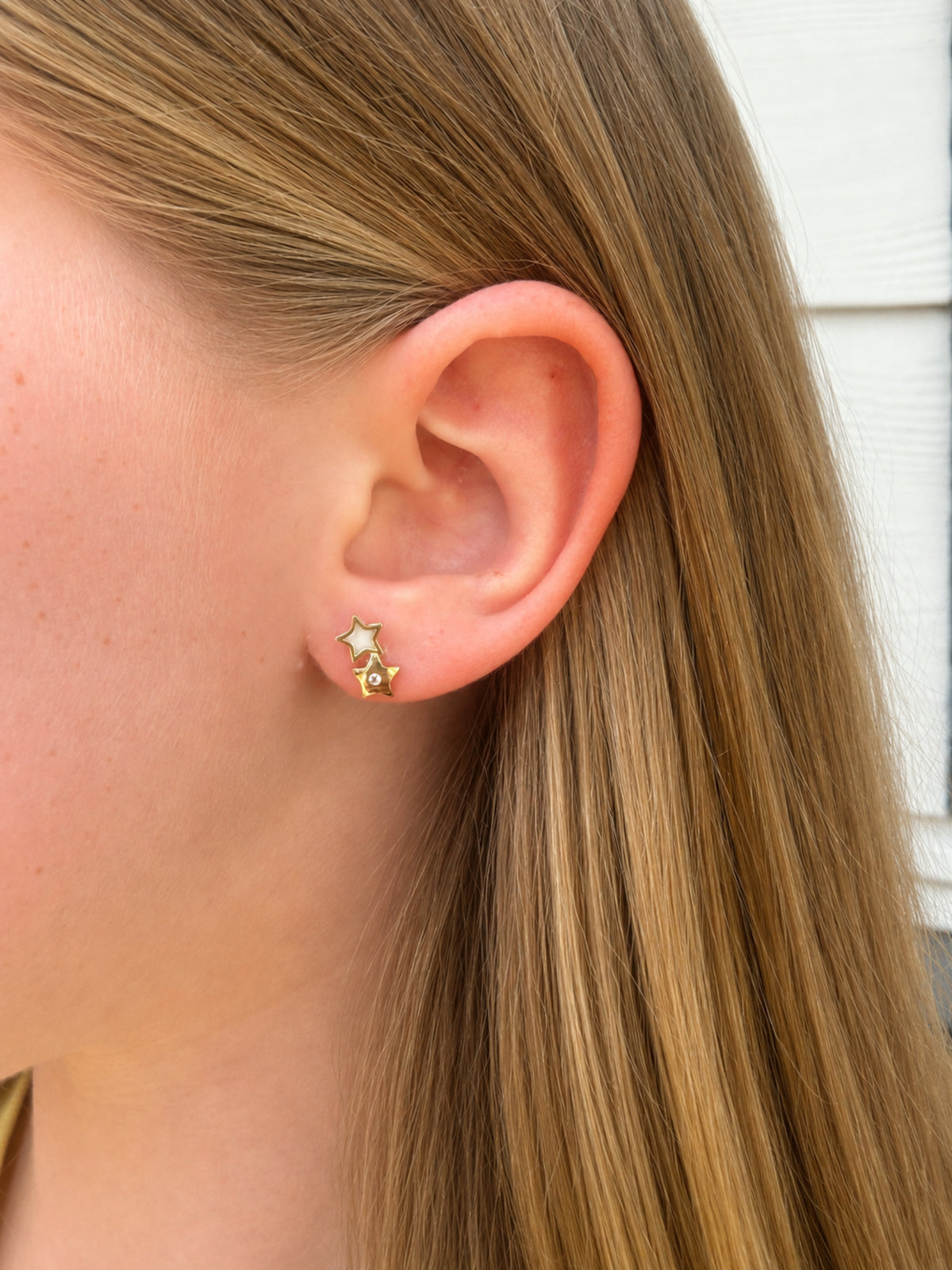 Kid Wishing Star Stud Earrings 9K