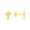 Kid Beaded Cross Stud Earrings 14K