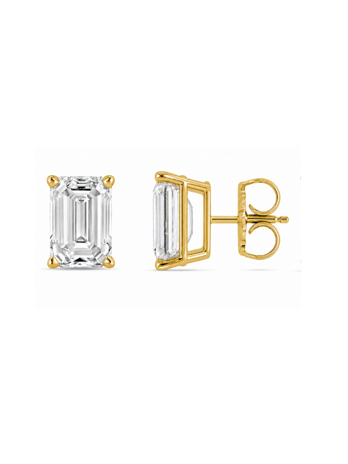 Lab Grown Emerald Cut Diamond Stud Earrings 14K