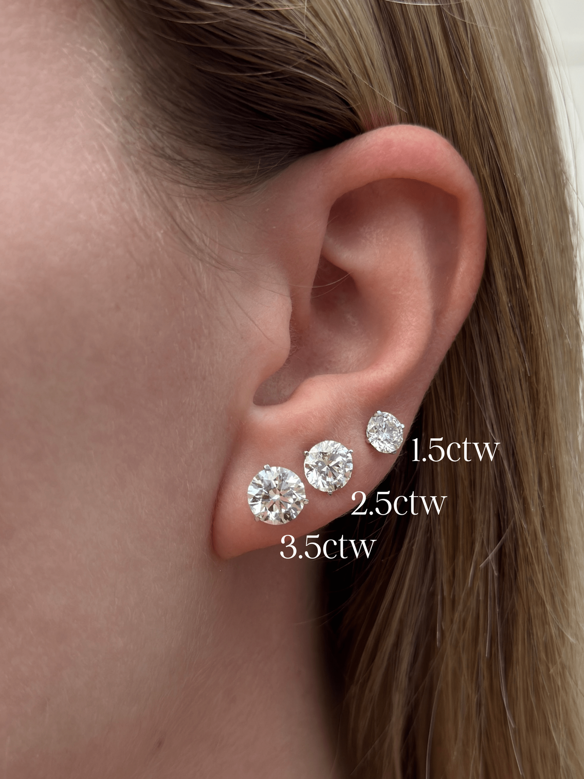 Round Lab Diamond Studs 14K