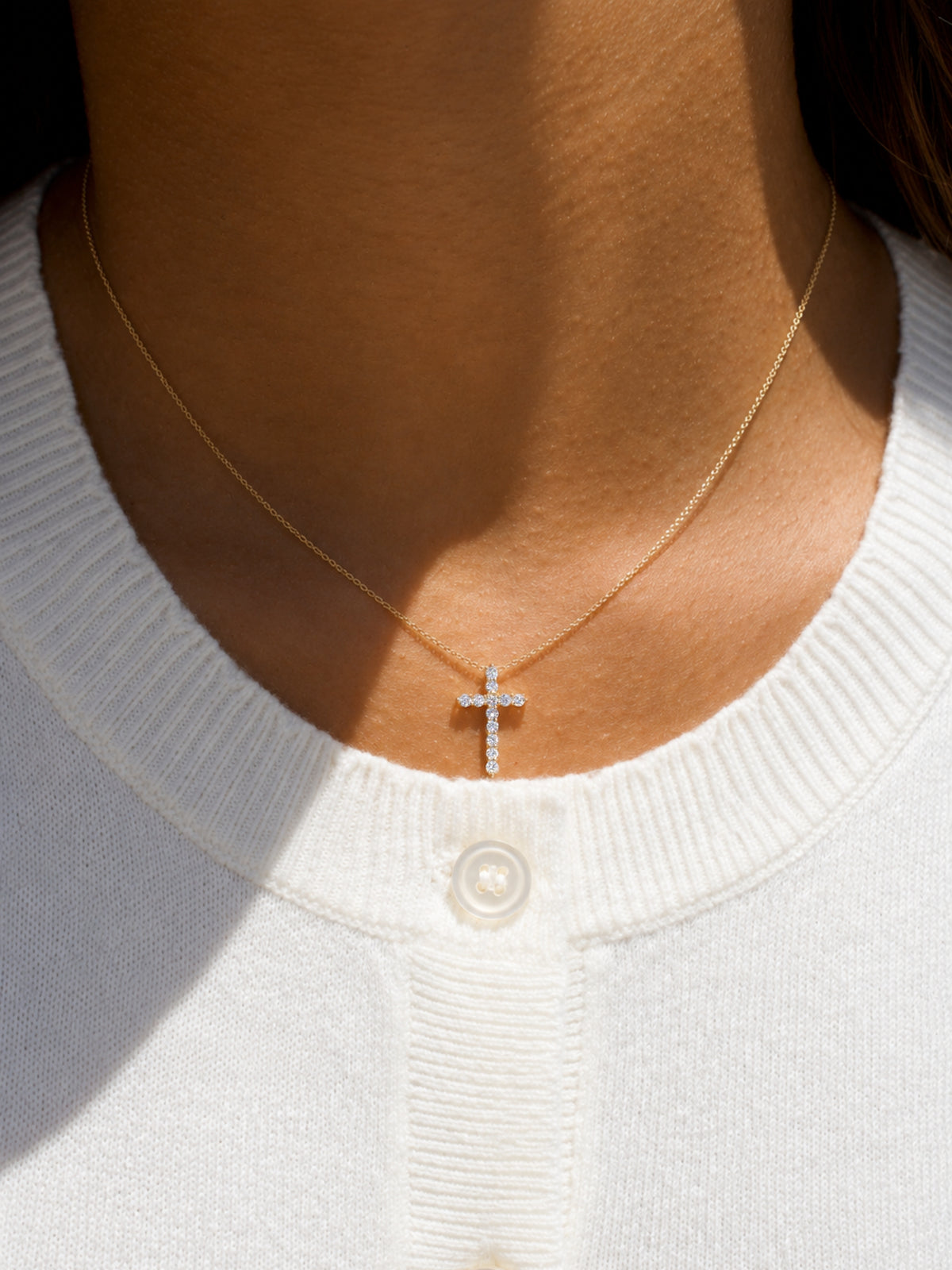 Lanie Lab Diamond Cross Necklace 14K