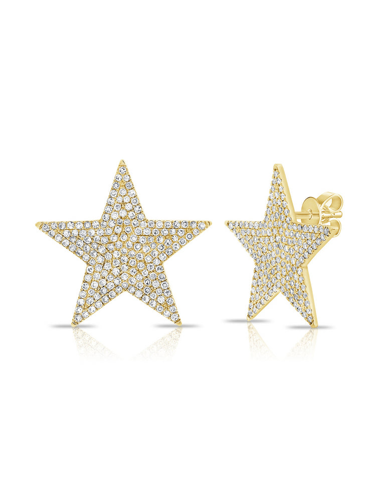 Mick Pave Diamond Star Stud Earrings 14K