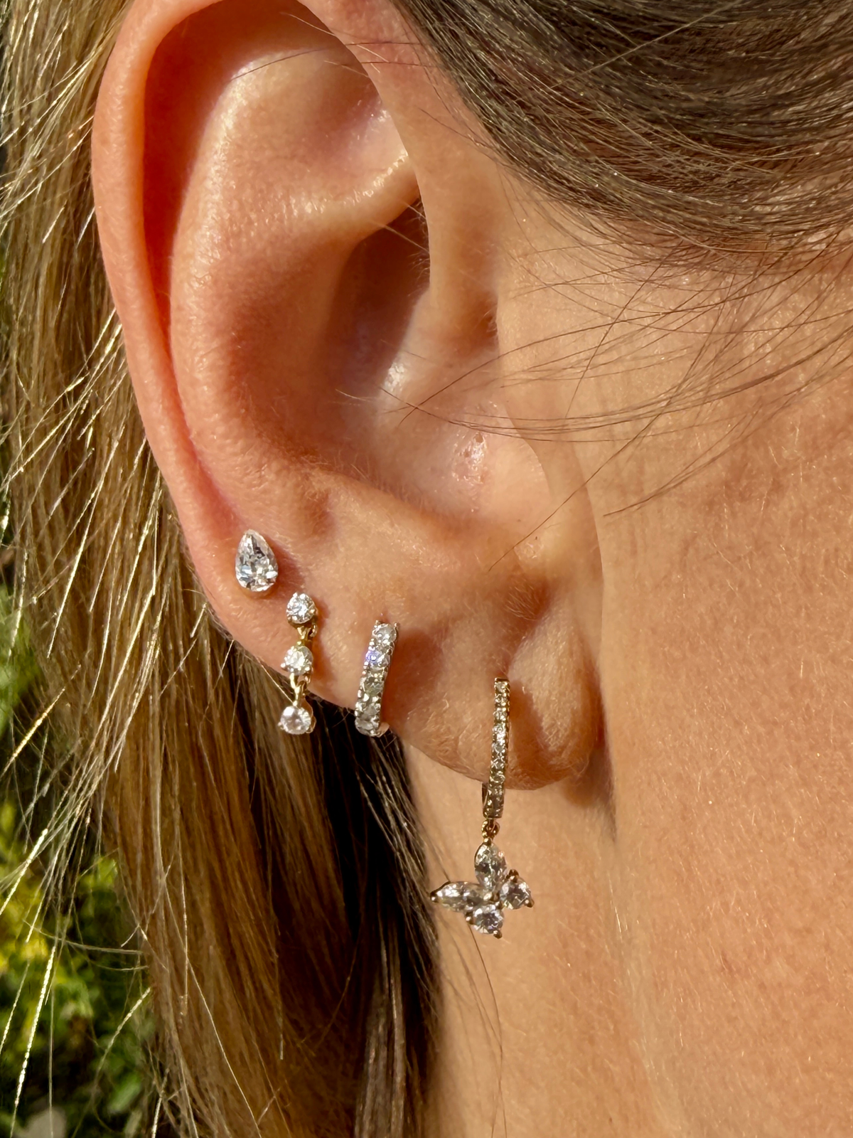 Pear Lab Diamond Stud Earring 14K