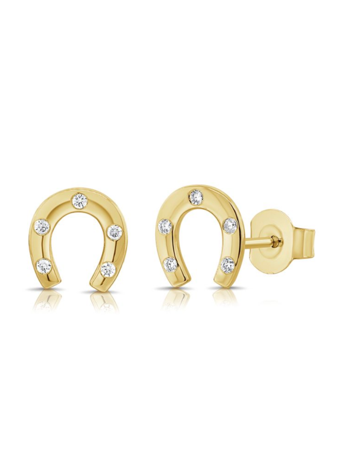 Lucky Diamond Horseshoe Stud 14K