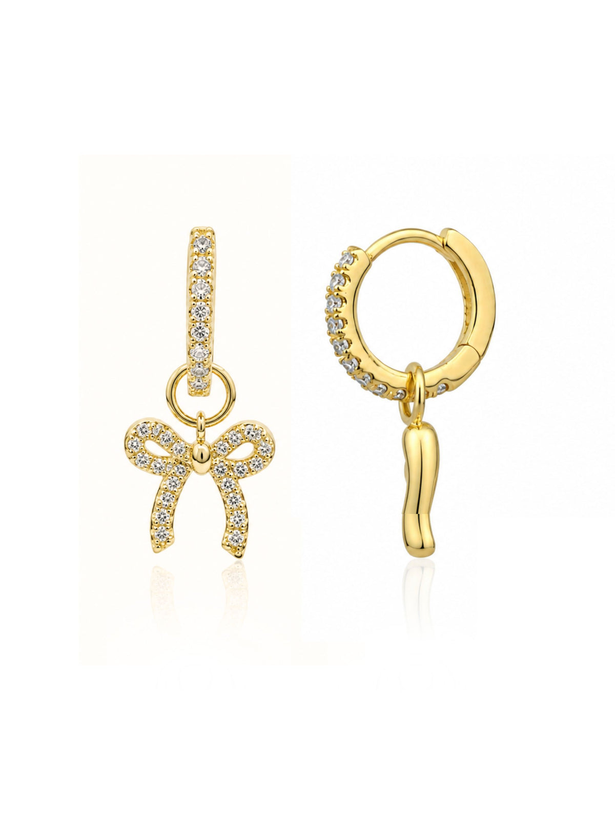 Lucy Bow Charm Huggie Earrings