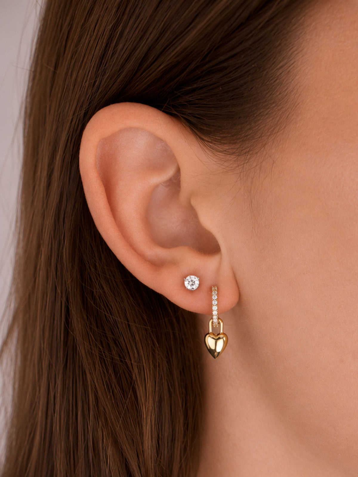 Lucy Heart Charm Huggie Earrings