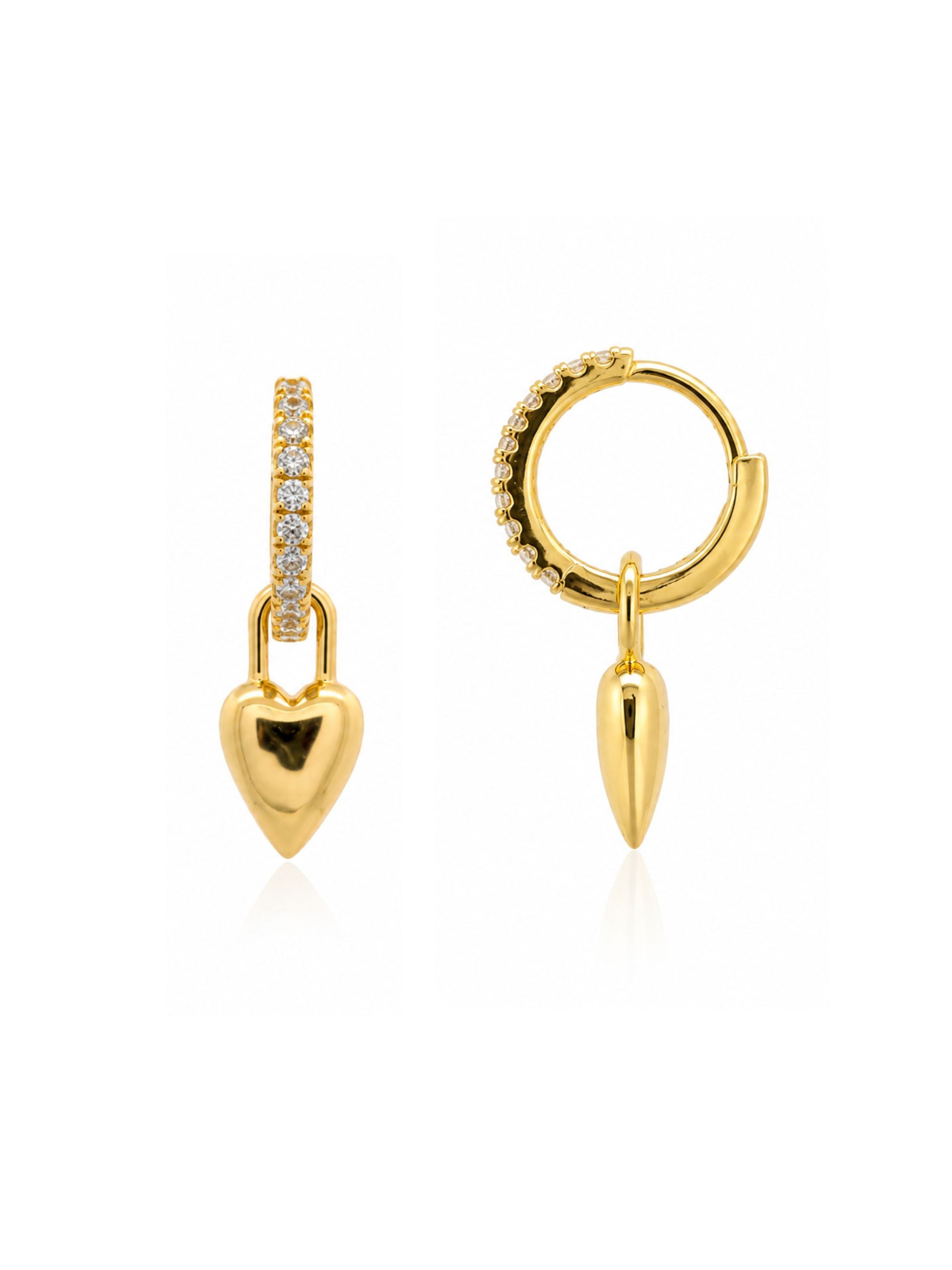Lucy Heart Charm Huggie Earrings