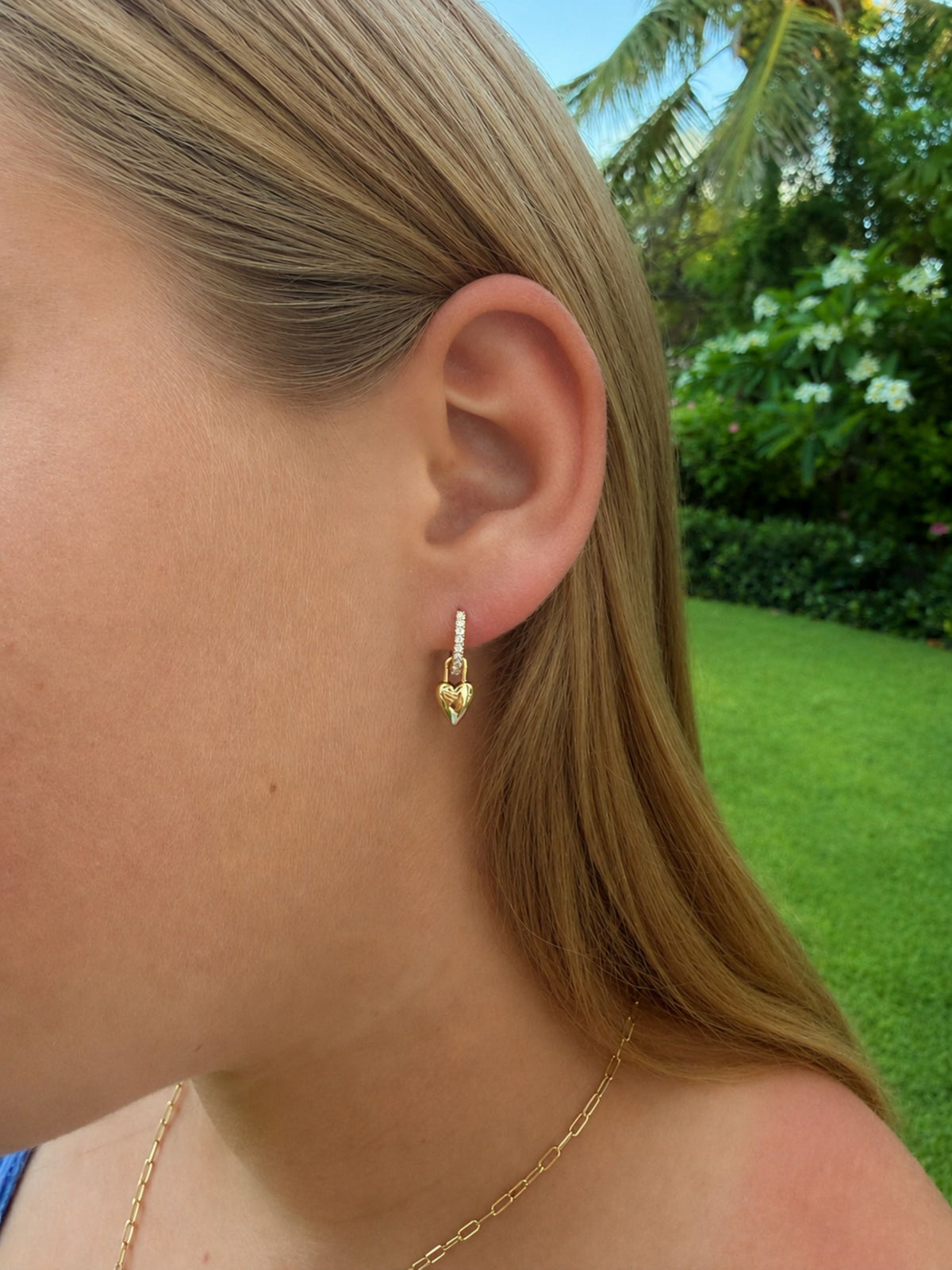 Lucy Heart Charm Huggie Earrings