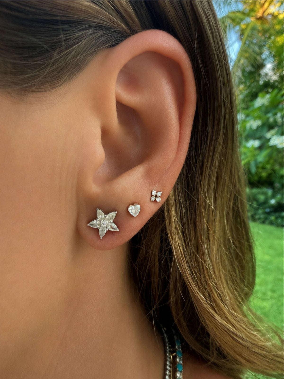 Gigi Flower Stud Earrings 14K